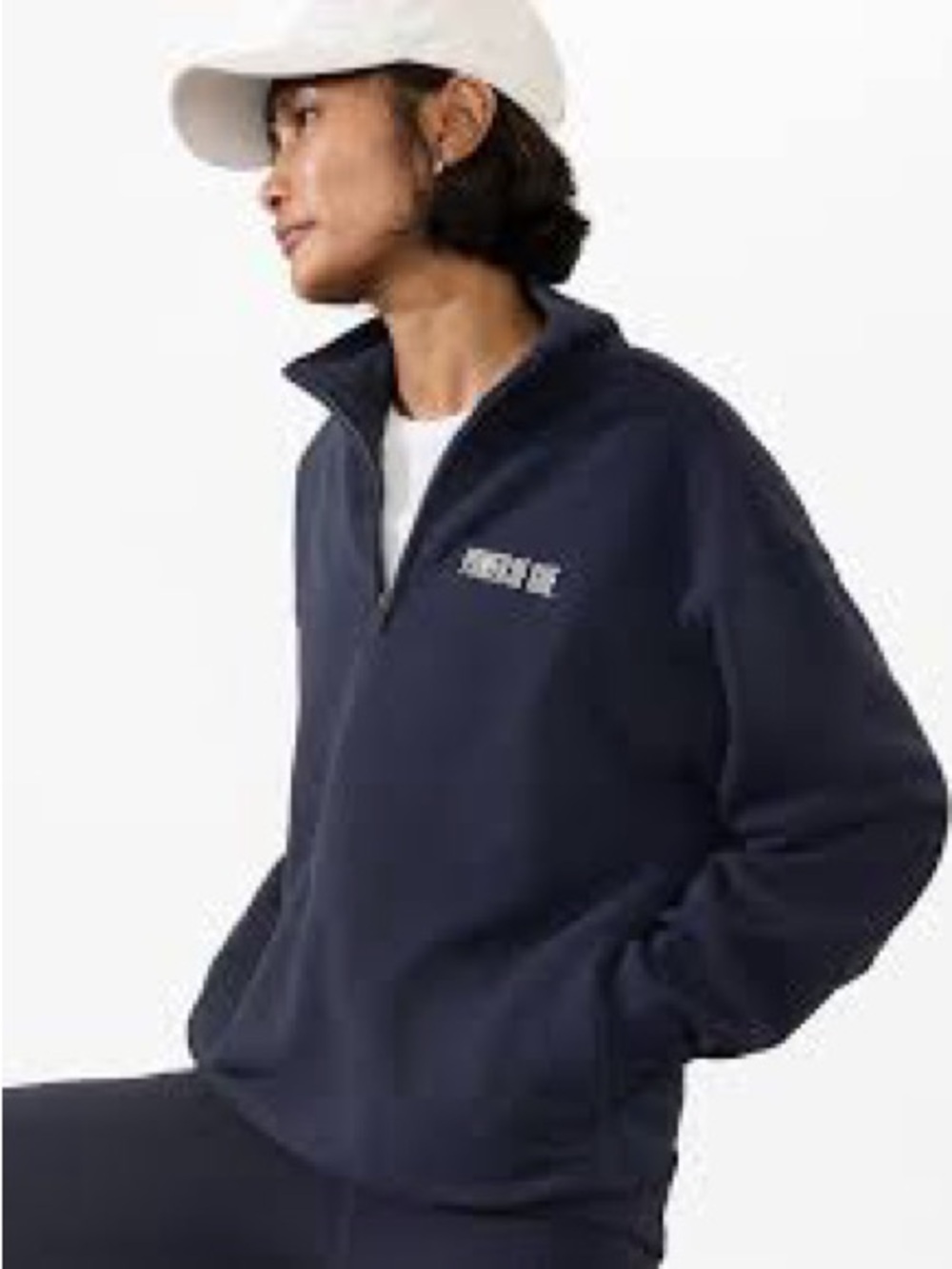 Athleta Power of She Navy Half-Zip Pullover Top